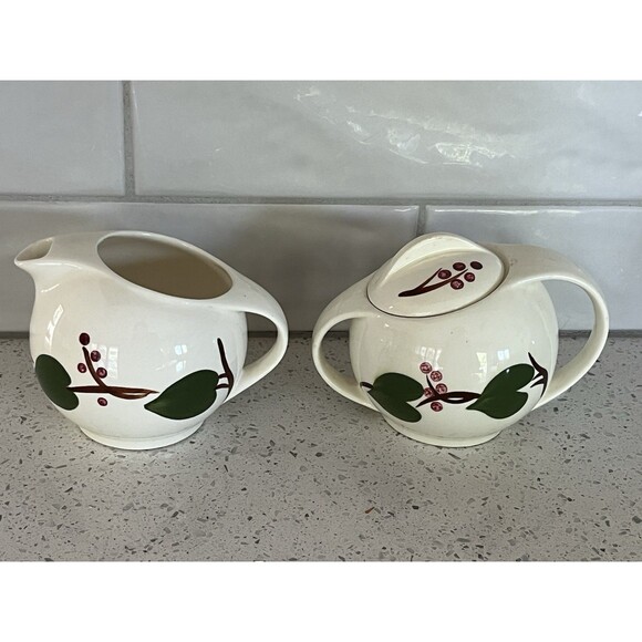 Blue Ridge Southern Potteries Stanhome Ivy And Berries Creamer And Sugar 1950's - Picture 1 of 8